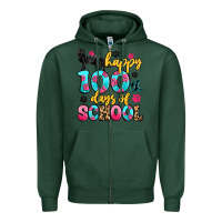 Sports Green happy 100th days of school cat Zipper Hoodie - Artiststas
