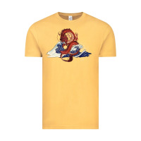 Vintage Mustard asian dragon and ocean waves Vintage Tee - RanaPortraitStore