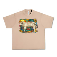 Burro western charolais bull and aztec sunflower background Urban Heavy Tee - RanaPortraitStore