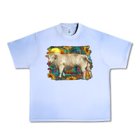 Grape Ice western charolais bull and aztec sunflower background Urban Heavy Tee - RanaPortraitStore