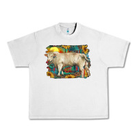 Lunar Rock western charolais bull and aztec sunflower background Urban Heavy Tee - RanaPortraitStore