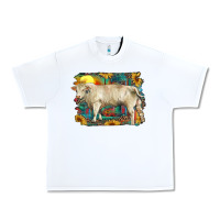 White western charolais bull and aztec sunflower background Urban Heavy Tee - RanaPortraitStore