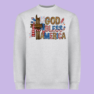 Heavyweight Sweatshirt god  bless america with cross
