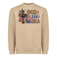 Mushroom god  bless america with cross Heavyweight Sweatshirt - RanaPortraitStore