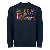 Navy god  bless america with cross Heavyweight Sweatshirt - RanaPortraitStore