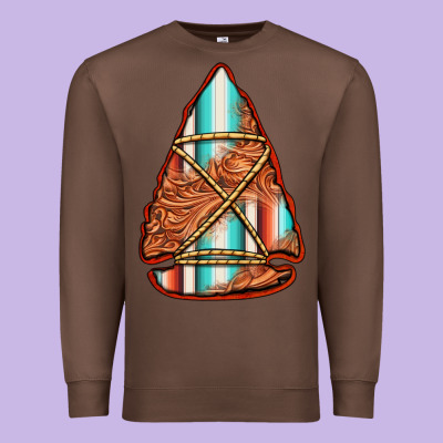 Turquoise Serape Tooled Leather Arrowhead Premium Sweatshirt Designed By Jasminsmagicworld