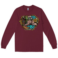Burgundy western design Long Sleeve Tee - SublimationCraftShop
