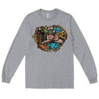 Heather Grey western design Long Sleeve Tee - SublimationCraftShop