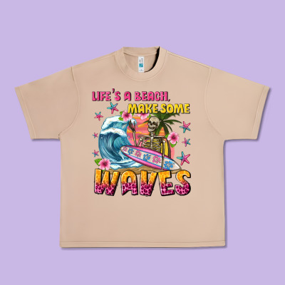Lifes A Beach Make Some Waves Urban Heavy Tee Designed By Texasbilliewilder