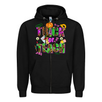 Black trick or teach Zipper Hoodie - AdoDesignShop