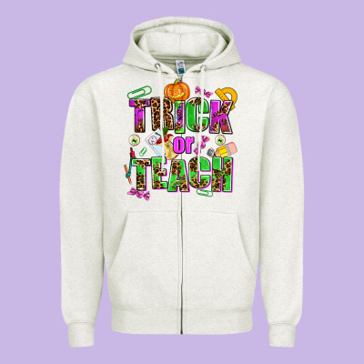 Trick Or Teach Zipper Hoodie Designed By Adodesignshop