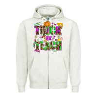 Oatmeal Heather trick or teach Zipper Hoodie - AdoDesignShop