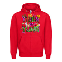 Red trick or teach Zipper Hoodie - AdoDesignShop