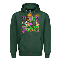 Sports Green trick or teach Zipper Hoodie - AdoDesignShop