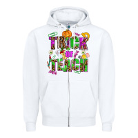 White trick or teach Zipper Hoodie - AdoDesignShop