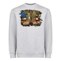 Heather Grey american flag with army boots Heavyweight Sweatshirt - RanaPortraitStore