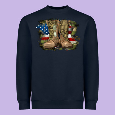 Heavyweight Sweatshirt american flag with army boots