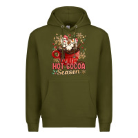 Army Green hot cocoa season Premium Hoodie - MaliasSmallBusiness