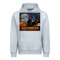 Heather Grey Black Cat Halloween Urban Hoodie - LillyAllenDesigns