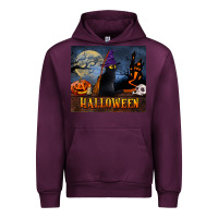 Mauve Wine Black Cat Halloween Urban Hoodie - LillyAllenDesigns
