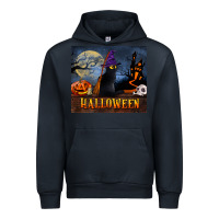 Navy Black Cat Halloween Urban Hoodie - LillyAllenDesigns