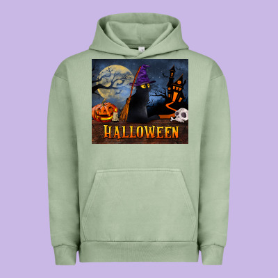 Black Cat Halloween Urban Hoodie Designed By Lillyallendesigns