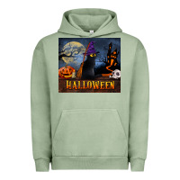 Pigment Oil Green Black Cat Halloween Urban Hoodie - LillyAllenDesigns