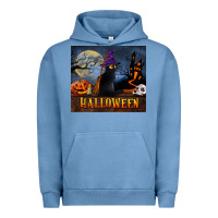 Pigment Pebble Blue Black Cat Halloween Urban Hoodie - LillyAllenDesigns