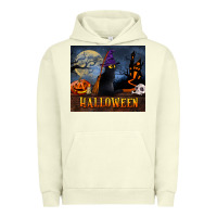 Pigment Pistachio Black Cat Halloween Urban Hoodie - LillyAllenDesigns