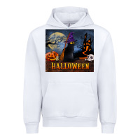 White Black Cat Halloween Urban Hoodie - LillyAllenDesigns