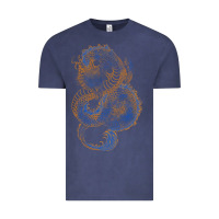 Vintage Denim blue and orange dragon Vintage Tee - RanaPortraitStore
