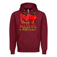 Burgundy 100 days of making a difference Zipper Hoodie - Artiststas