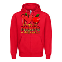 Red 100 days of making a difference Zipper Hoodie - Artiststas