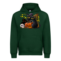 Forest Green halloween black cats Urban Hoodie - LillyAllenDesigns