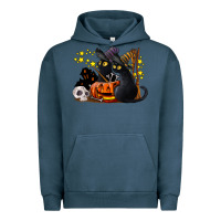 Pigment Midnight Navy halloween black cats Urban Hoodie - LillyAllenDesigns