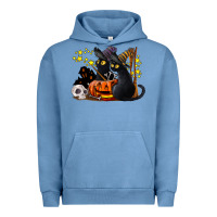 Pigment Pebble Blue halloween black cats Urban Hoodie - LillyAllenDesigns
