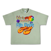 Oil Green life is better in flip flops Urban Heavy Tee - texasbilliewilder