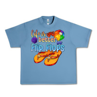 Pebble Blue life is better in flip flops Urban Heavy Tee - texasbilliewilder