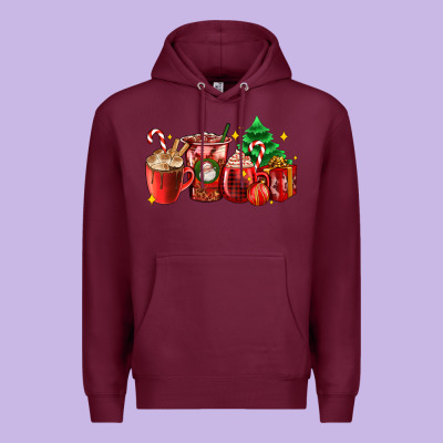 Christmas Coffee Cups With Gift And Christmas Tree Premium Hoodie Designed By Adodesignshop