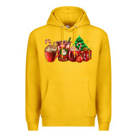 Lemon Christmas coffee cups with gift and Christmas tree Premium Hoodie - AdoDesignShop