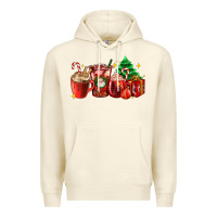 Sandshell Christmas coffee cups with gift and Christmas tree Premium Hoodie - AdoDesignShop