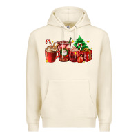 Tofu Christmas coffee cups with gift and Christmas tree Premium Hoodie - AdoDesignShop