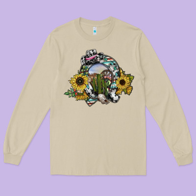 Western Horseshoe Long Sleeve Tee Designed By Sublimationcraftshop