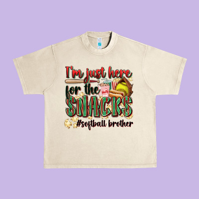 I'm Just Here For The Snacks #softball Brother Urban Heavy Tee Designed By Zillion Design Studio