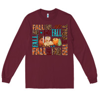 Burgundy fall fall  amd pumpkins Long Sleeve Tee - AdoDesignShop