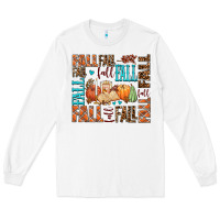 White fall fall  amd pumpkins Long Sleeve Tee - AdoDesignShop