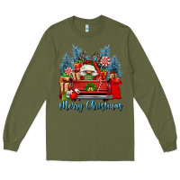 Army Green merry christmas gnomes truck Long Sleeve Tee - FaDigitalArtStudio