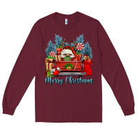 Burgundy merry christmas gnomes truck Long Sleeve Tee - FaDigitalArtStudio