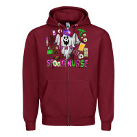 Burgundy spooky nurse Zipper Hoodie - AdoDesignShop