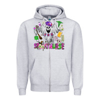 Heather Grey spooky nurse Zipper Hoodie - AdoDesignShop